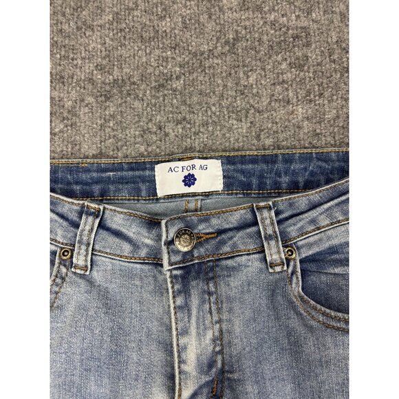 AC For AG Jeans Womens 4 28 Light Wash Flare Bell Bottom Distressed Raw Hem - Picture 2 of 9